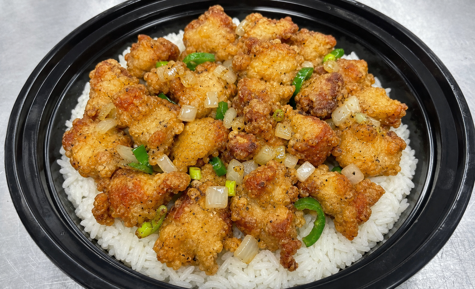 Salt & Pepper Chicken over Rice